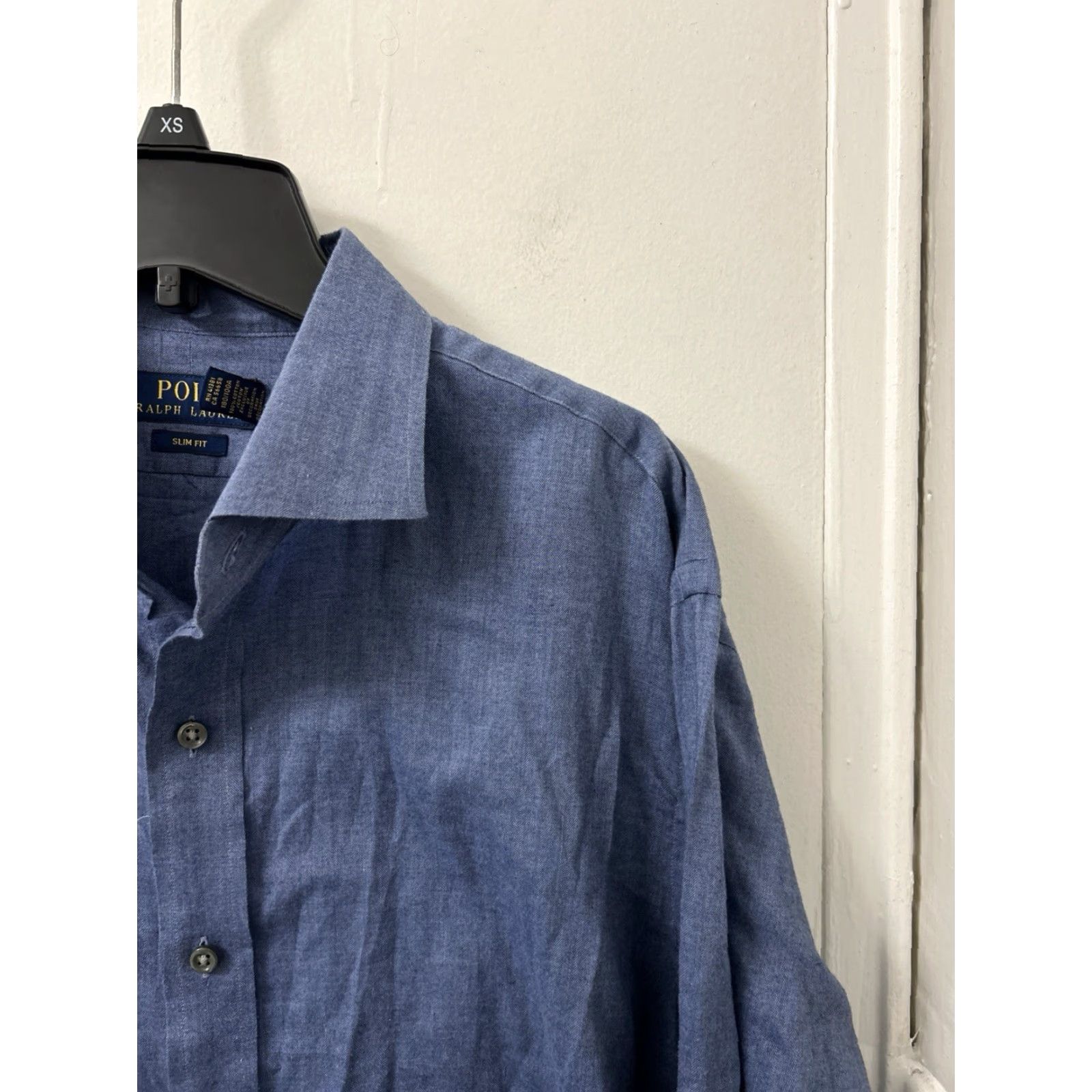 Polo Ralph Lauren Polo Ralph Lauren Shirt Mens 16.5 Blue Herringbone Slim Fit Button Up L/S Size US XL / EU 56 / 4 - 4 Thumbnail