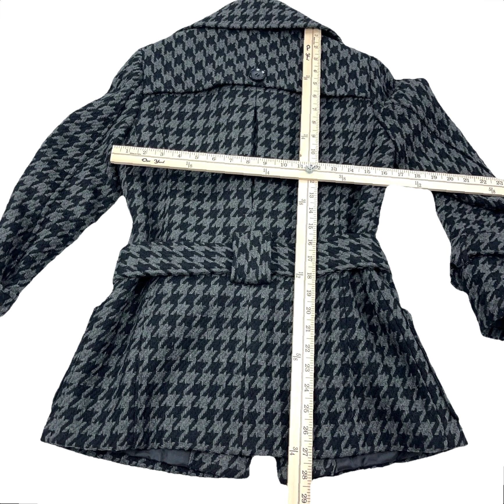 Guess Guess Coat Women Small Black Gray Houndstooth Wool Blend Pea Coat Belted Jacket Size S / US 4 / IT 40 - 7 Thumbnail