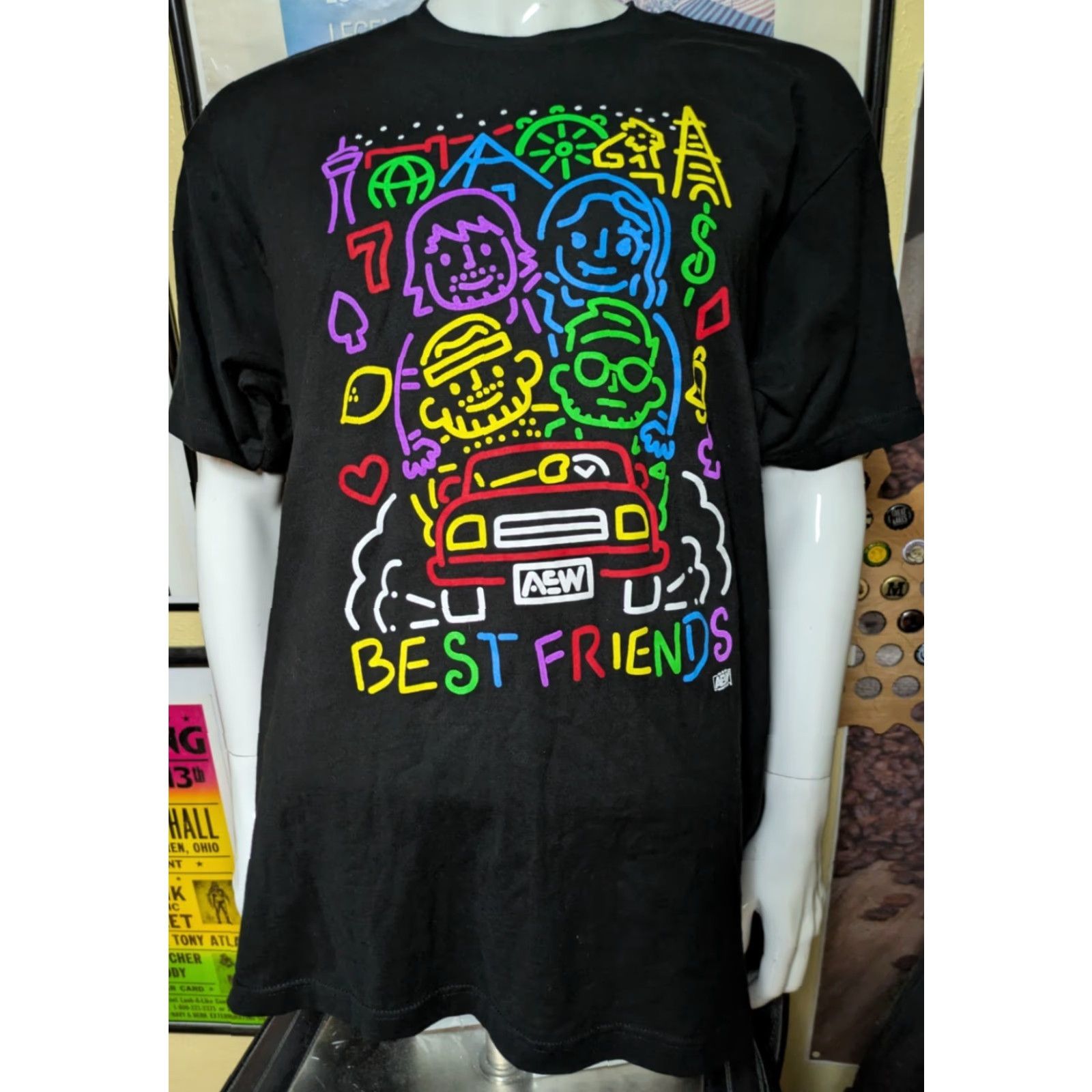 Tultex VINTAGE AEW Best Friends T Shirt Size XL Men Black Tultex 100% Cotton Graphic Print Crew Neck Short Sleeve Size US XL / EU 56 / 4 - 2 Thumbnail