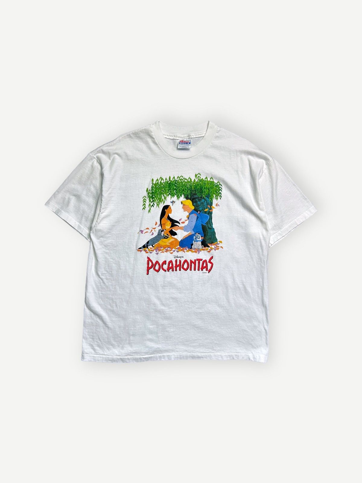 image of 90's Disney Pocahontas Tee Made In Usa Hanes Beefy in White, Men's (Size XL)