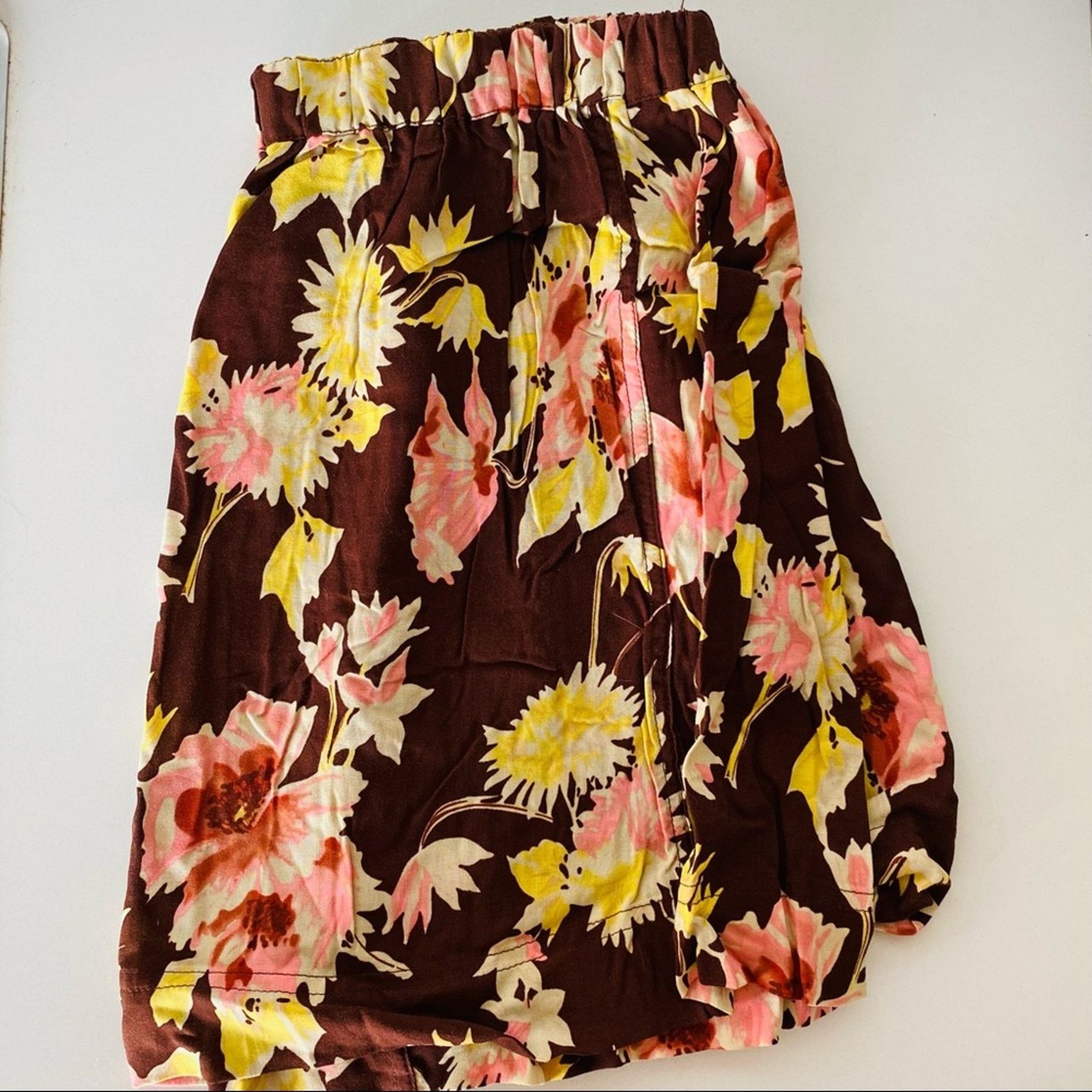 Vintage VINTAGE Y2K Brown Pink Floral Mini Skirt High Or Low Rise Size 30" / US 8 / IT 44 - 6 Thumbnail