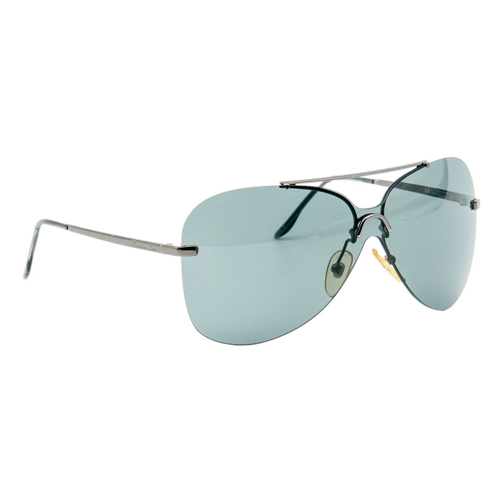 Vintage Christian Dior Aviator Silver Logo Pilot Sunglasses