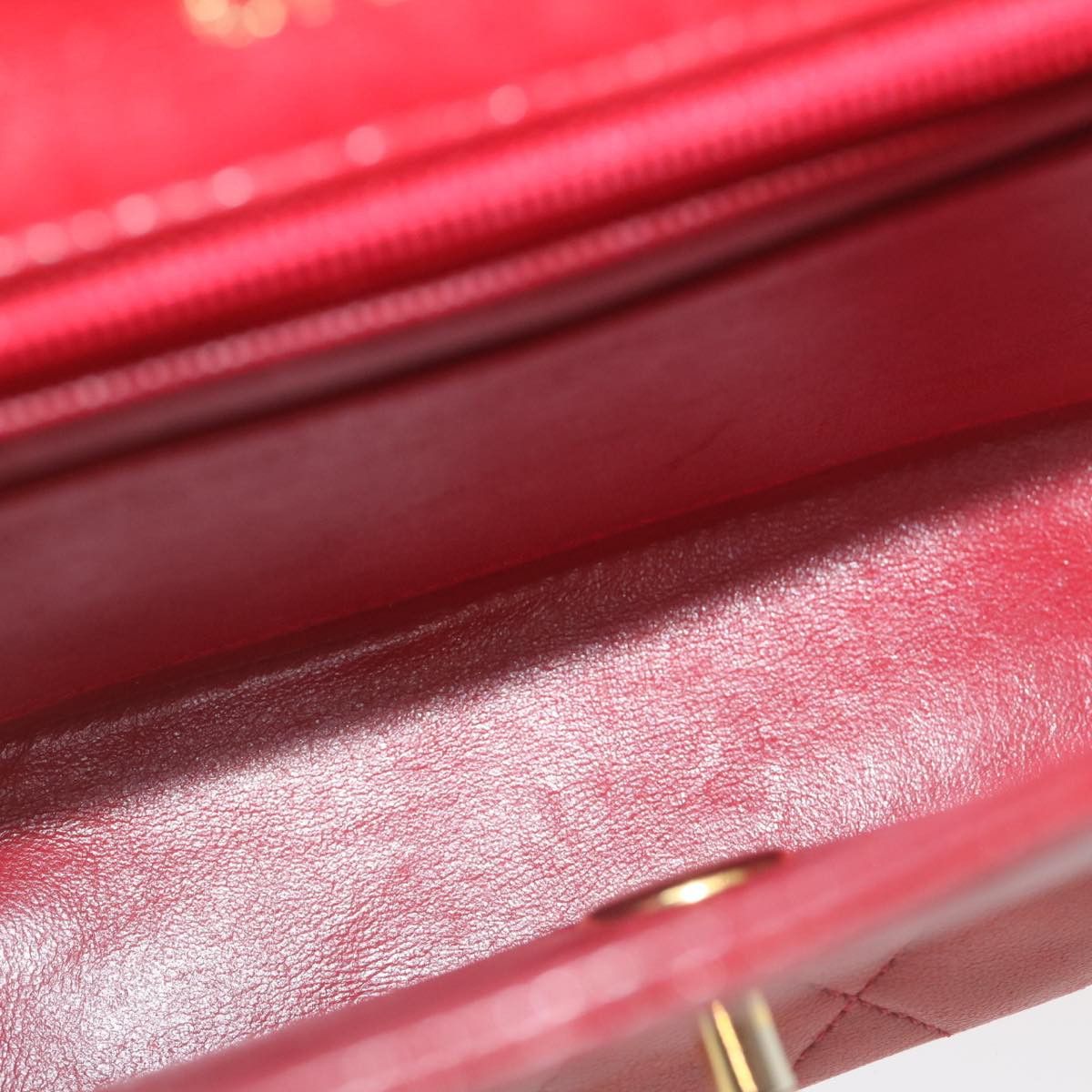 Chanel CHANEL Mini Matelasse Chain Flap Hand Bag Lamb Skin Red Size ONE SIZE - 10 Thumbnail