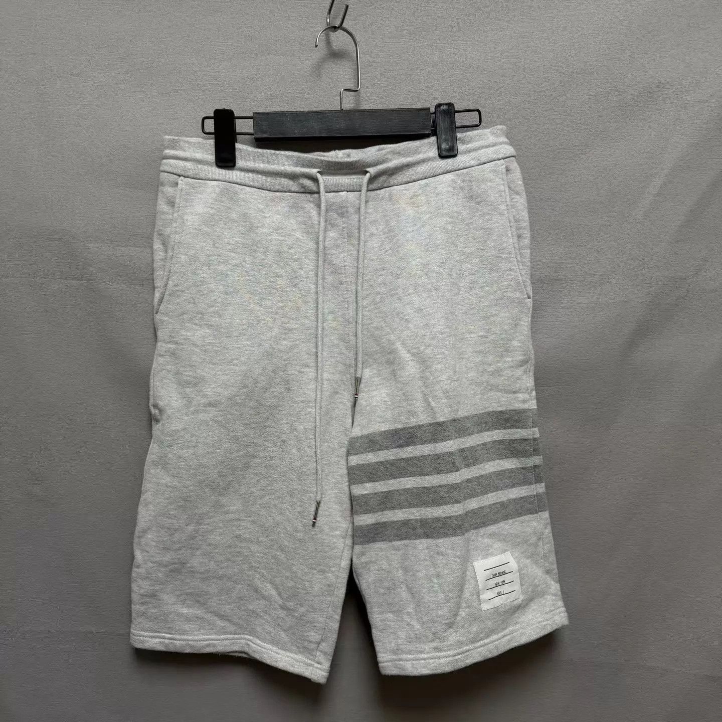 Thom Browne TB 4-bar stripe drawstring short light gray 2 like new Size US 31 - 1 Thumbnail