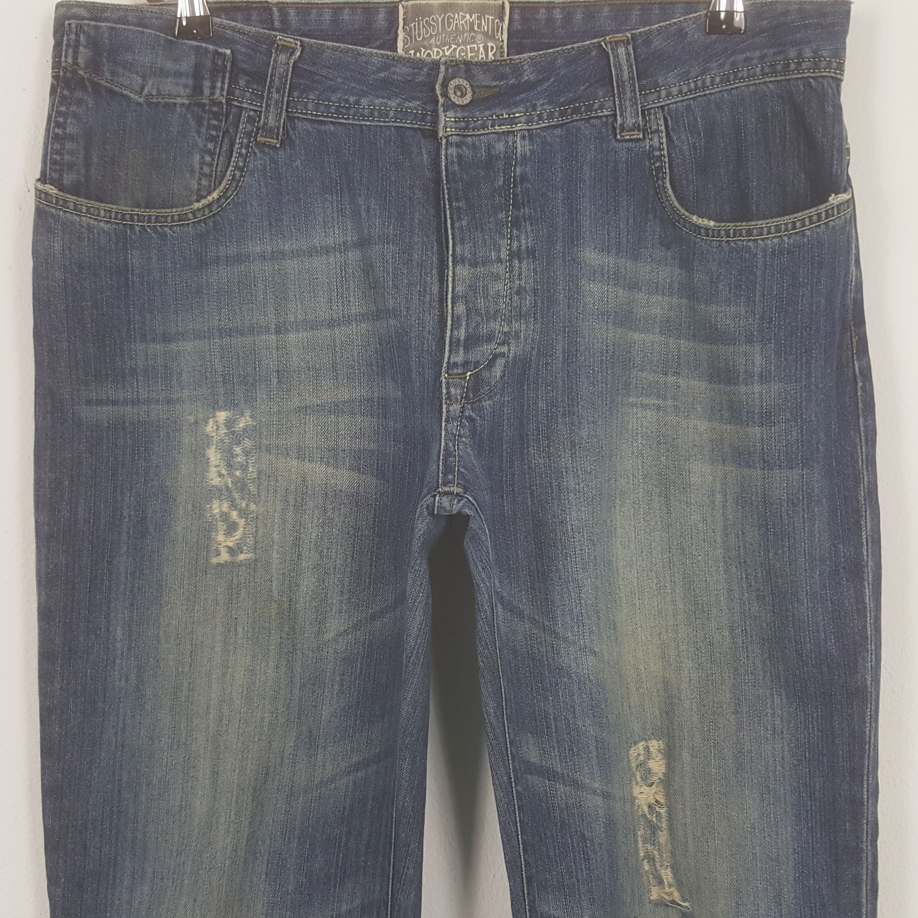 Stussy × Vintage Vintage Stussy Workgear Custom Art Logo Denim Jeans Size US 35 - 5 Thumbnail