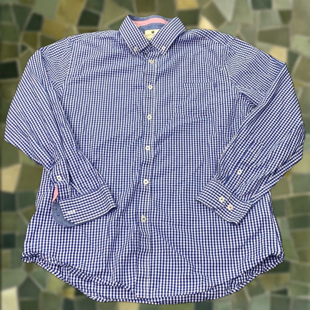 Footjoy VINTAGE FootJoy Shirt Mens L Blue Plaid Button-Down 90s Cowboy Western Style, Cotton Shirt Mens Large Blue, Long Sleeve, Button-Up, Regular Fit Size US L / EU 52-54 / 3 - 1 Thumbnail