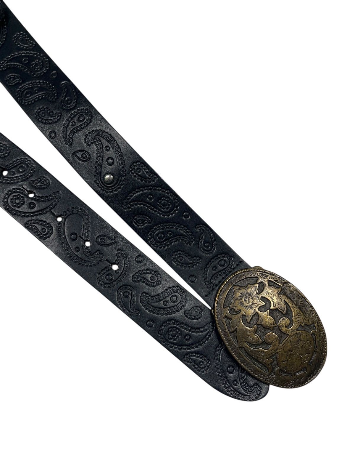 Japanese Brand Vintage Anastacia Bandana Embossing Leather Belt Holland Size ONE SIZE - 2 Thumbnail
