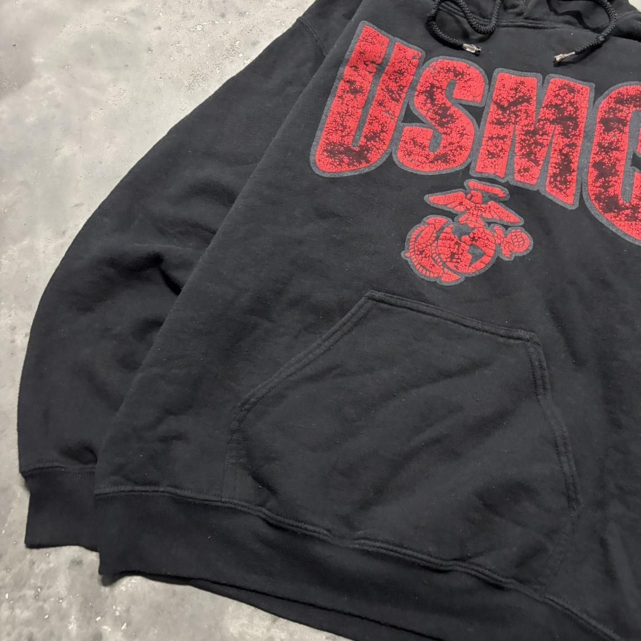 Japanese Brand × Vintage Crazy Vintage Y2K/2000s Black USMC Marines Streetwear Graphic Hoodie! Size US S / EU 44-46 / 1 - 3 Thumbnail