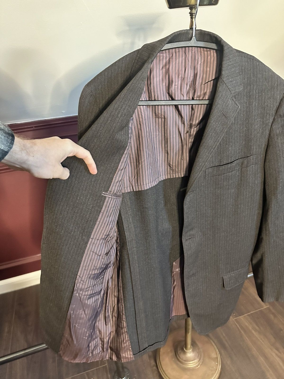 J. Press ROGER KENT rare vintage brown pinstriped MiUSA jacket Size 38R - 8 Thumbnail