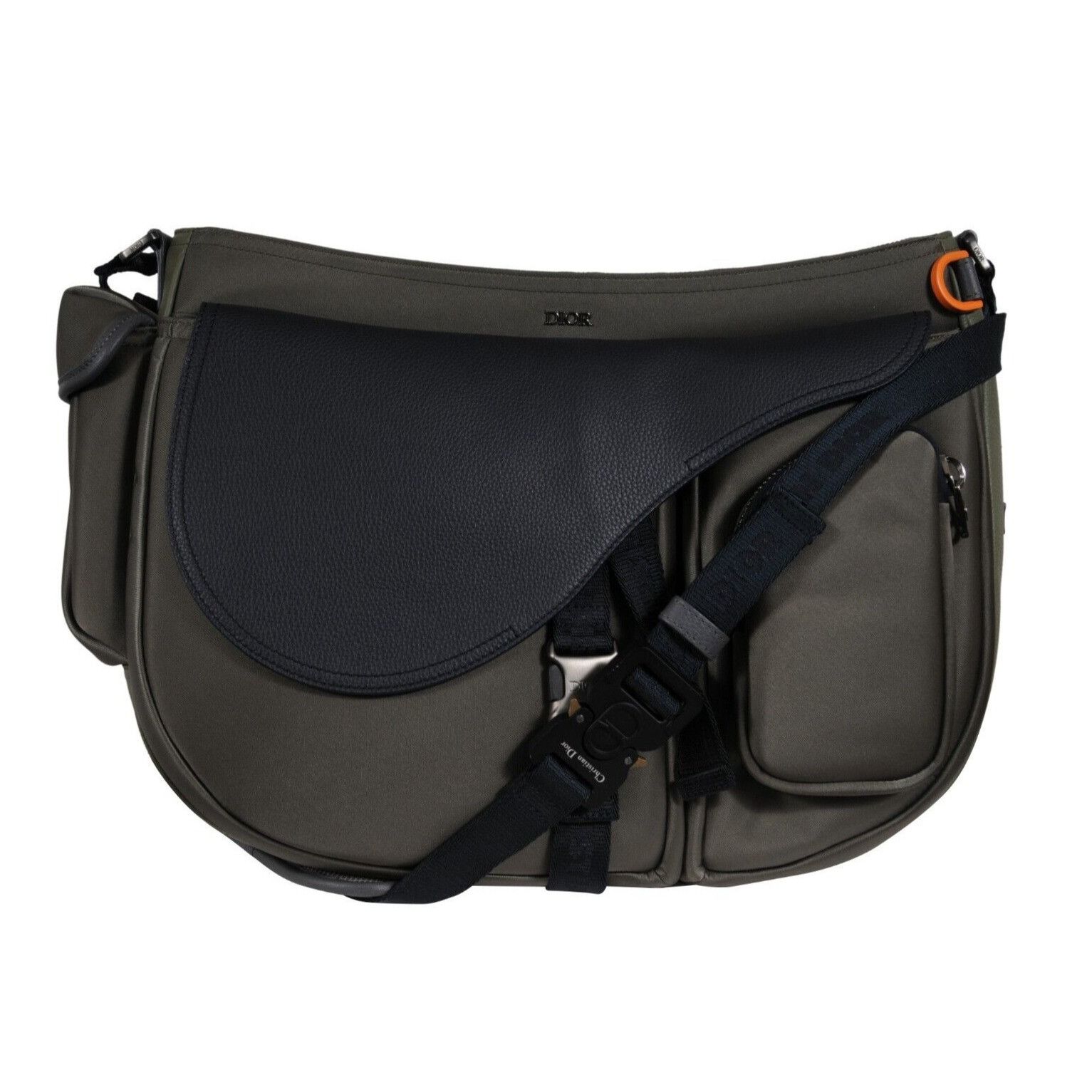 Dior × Sacai Saddle Messenger Bag Olive Green Navy Blue Leather - 02268 Size ONE SIZE - 23 Thumbnail