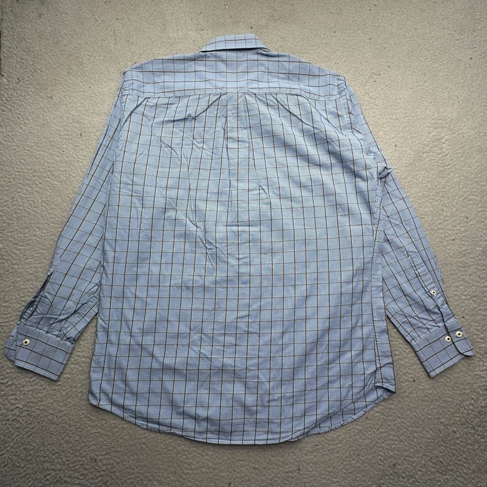 Peter Millar Peter Millar Plaid Dress Shirt Mens Large Long Sleeve Button-Down Blue Black Size 42R - 5 Thumbnail