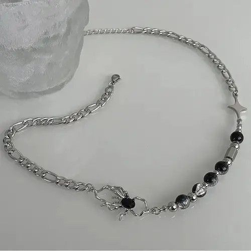 Other Titanium Steel Spider Crystal Beads Necklace for Men Women Size ONE SIZE - 2 Thumbnail