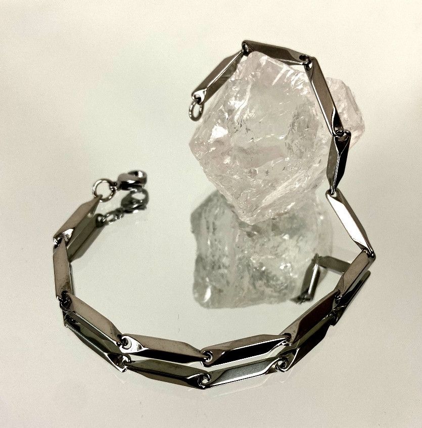 Designer × Vintage Punk Luxury Silver Avant Garde Rectangle Bracelet Rave Size ONE SIZE - 2 Thumbnail