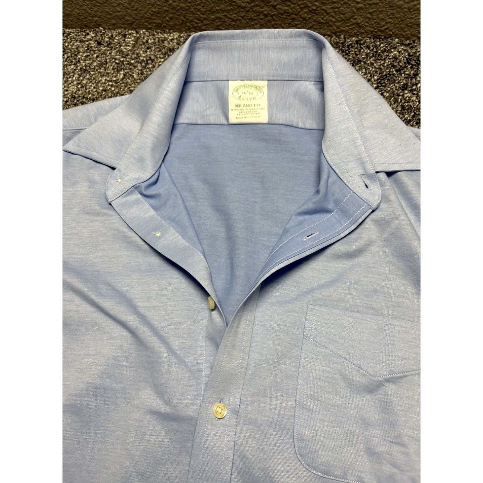 Brooks Brothers Brooks Brothers Milano Shirt Mens 16 Blue Button-Down Cotton Knit Dress Shirt Long Sleeve Size US L / EU 52-54 / 3 - 6 Thumbnail
