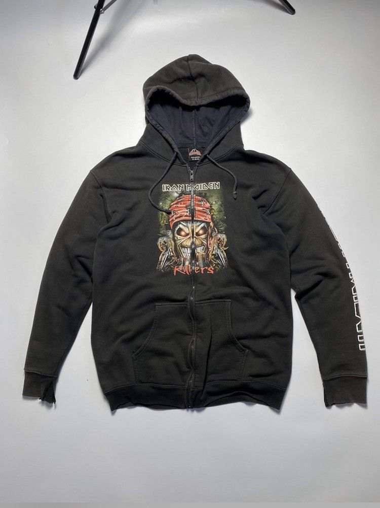 Band Tees × Iron Maiden × Vintage Vintage Iron Maiden distressed sun faded zipper zip hoodie Size US XL / EU 56 / 4 - 15 Thumbnail