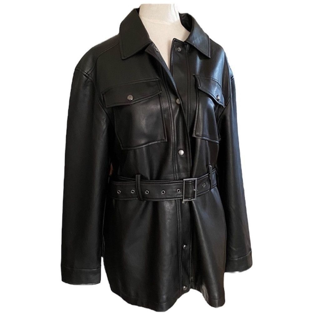 Rebecca Minkoff Rebecca Minkoff Black Vegan Leather Jacket Large Size L / US 10 / IT 46 - 2 Thumbnail