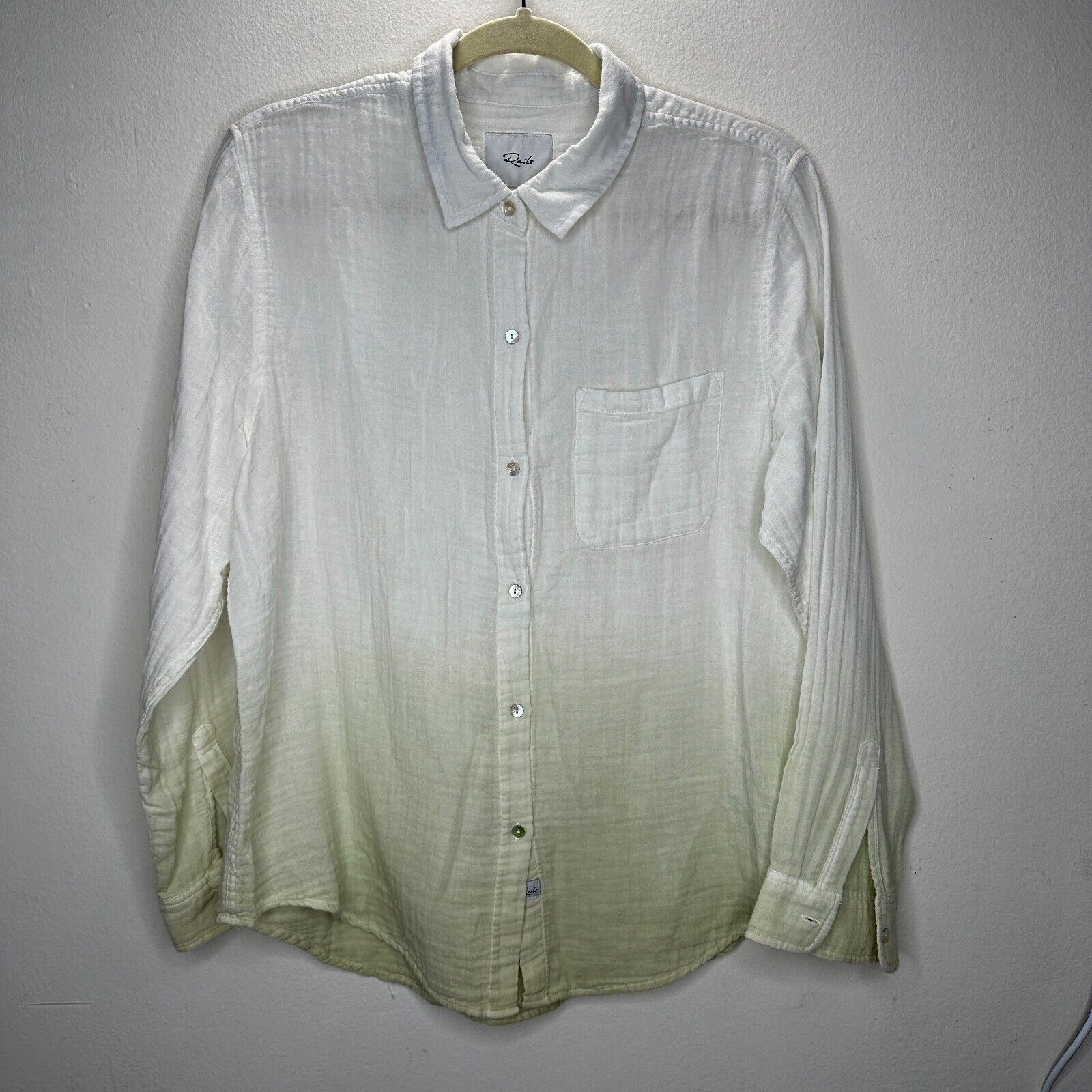Rails Rails Ellis Blue Mint Dip Dye Button Long Sleeve Gauze Shirt Size L / US 10 / IT 46 - 2 Thumbnail