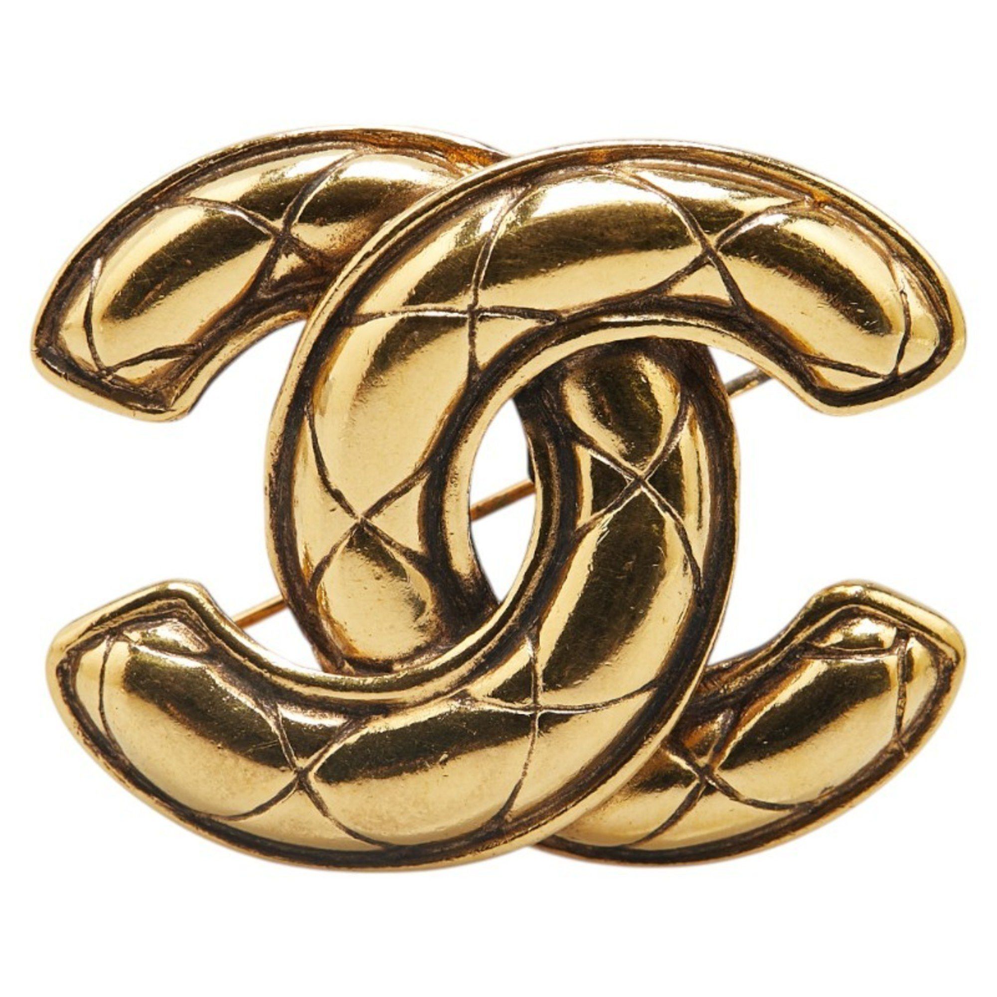 Chanel CHANEL Coco Mark Matelasse Brooch, Gold Plated, Women's Size ONE SIZE - 1 Thumbnail