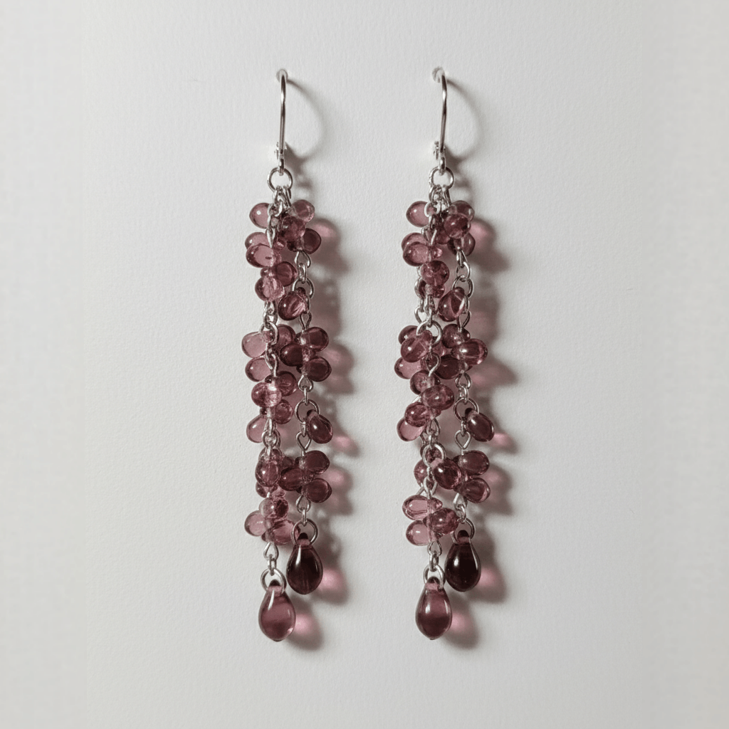 Other Earrings 3" NEW Drop Dangle Purple Teardrop Silver Rhodium Size ONE SIZE - 1 Thumbnail