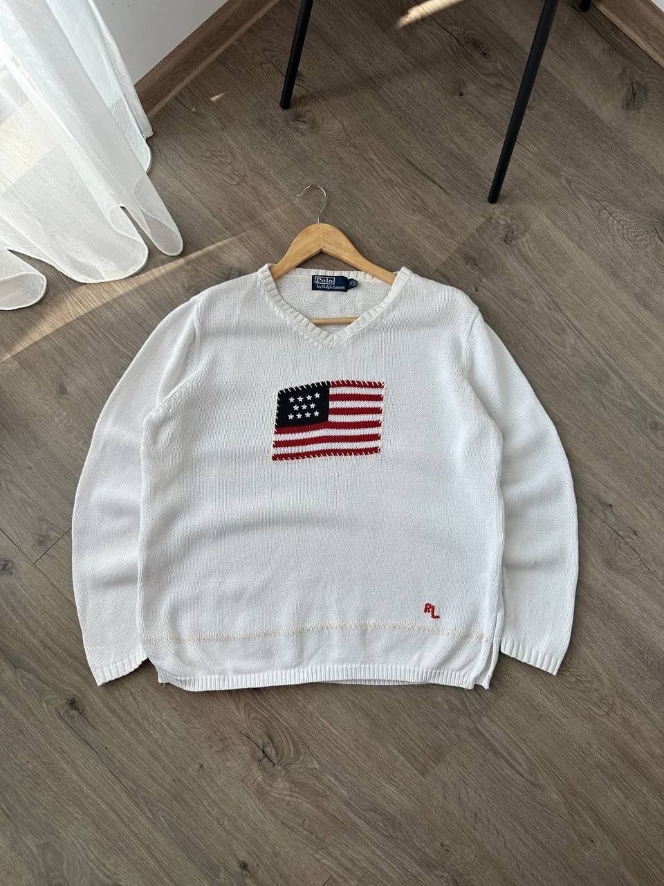 Polo Ralph Lauren Vintage Polo Ralph Lauren White USA Flag Sweater Size US S / EU 44-46 / 1 - 1 Thumbnail