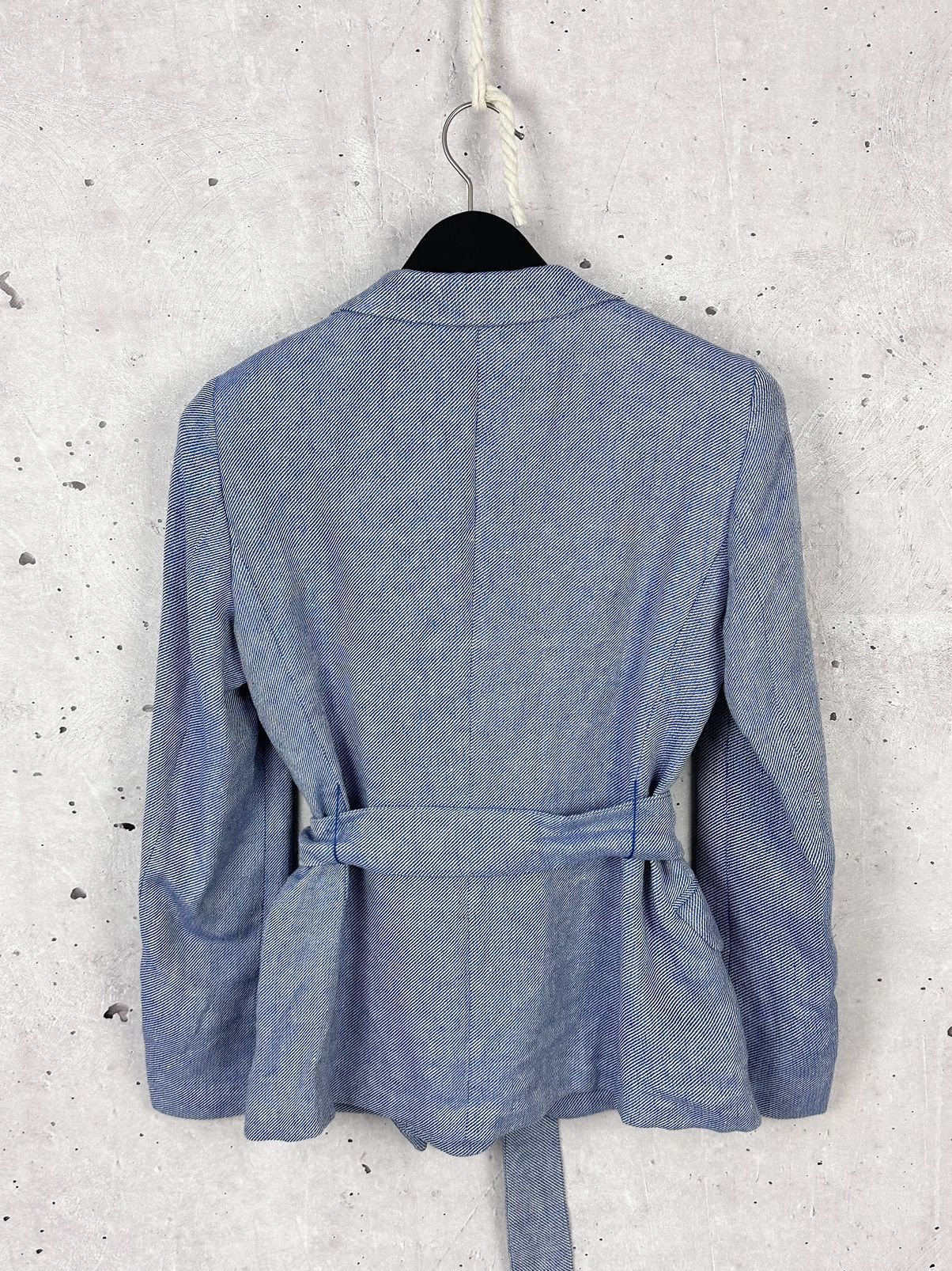 Max Mara Max Mara Linen Made in Italy Blue Blazer Jacket with Belt Size L / US 10 / IT 46 - 8 Thumbnail