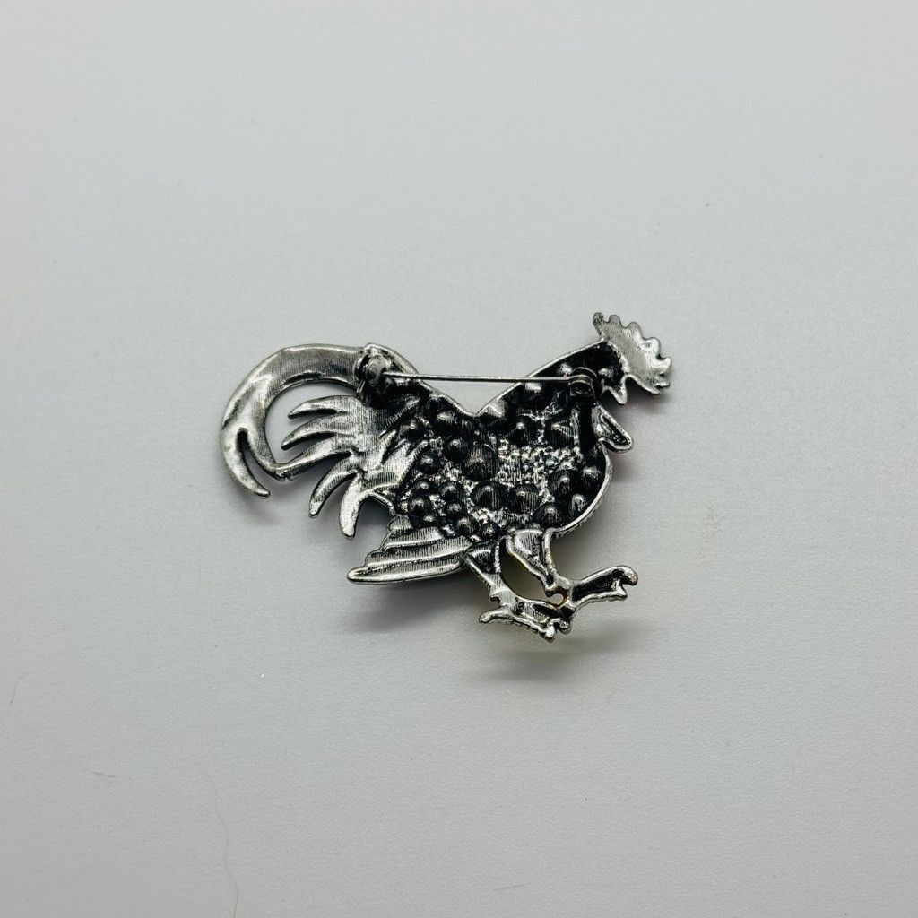 The Unbranded Brand Charming Rooster Rhinestone Enamel Brooch Black Gold Amber Size ONE SIZE - 5 Thumbnail