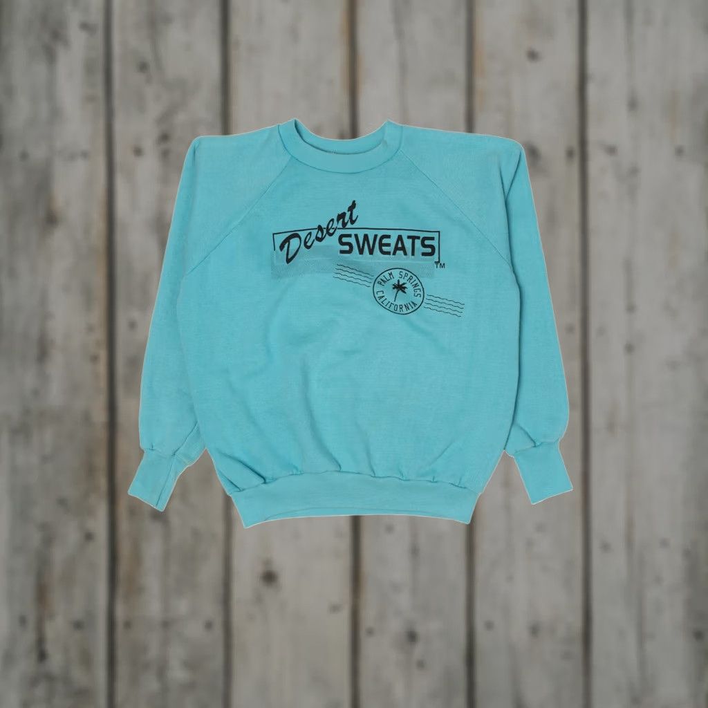 Vintage VINTAGE Desert Sweats Raglan Sweatshirt Palm Springs California Blue 1990s Medium Mens/Adults Size US M / EU 48-50 / 2 - 1 Thumbnail