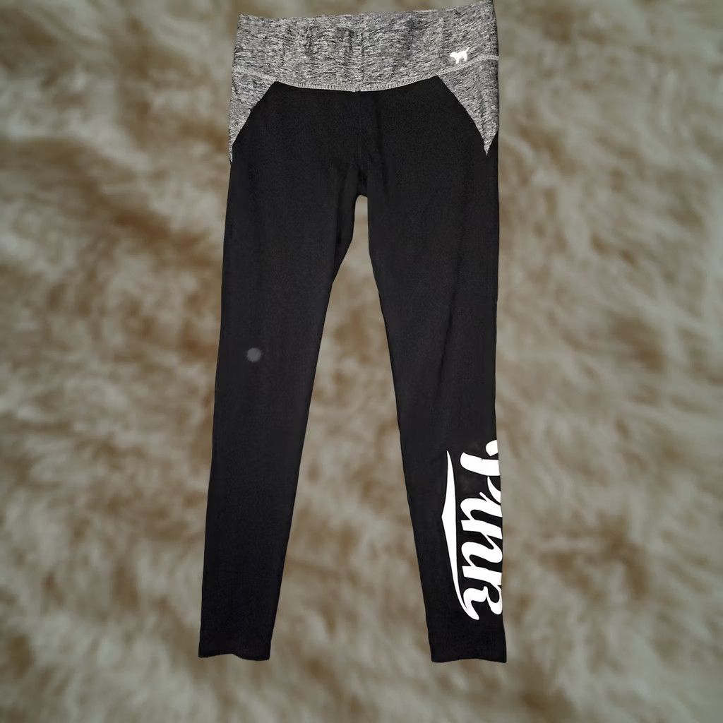 Victoria's Secret Victoria's Secret Pink Yoga Leggings Womens Small Black Fold Waist Athletic Gym Pants Size 28" / US 6 / IT 42 - 1 Thumbnail