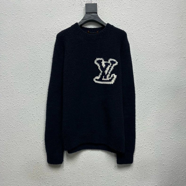 トップス LOUIS VUITTON Archive Dark Navy Knit Louis Vuitton Navy blue knitted LOGO teddy sweater