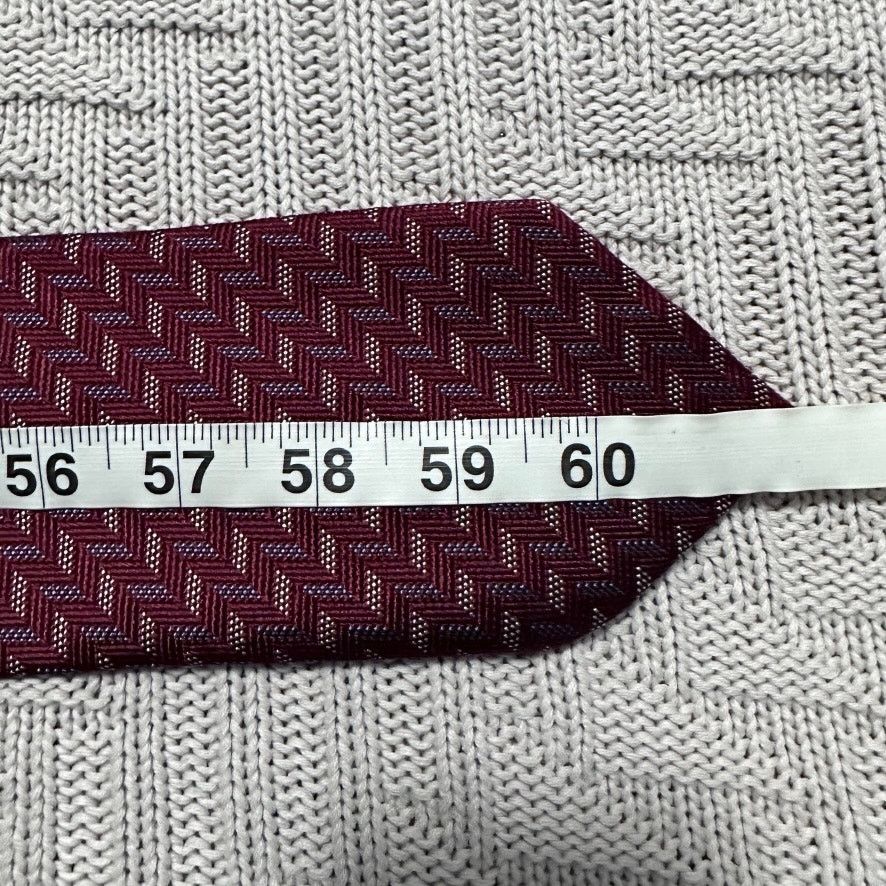 Barneys New York Barneys New York maroon herringbone silk tie Size ONE SIZE - 4 Thumbnail