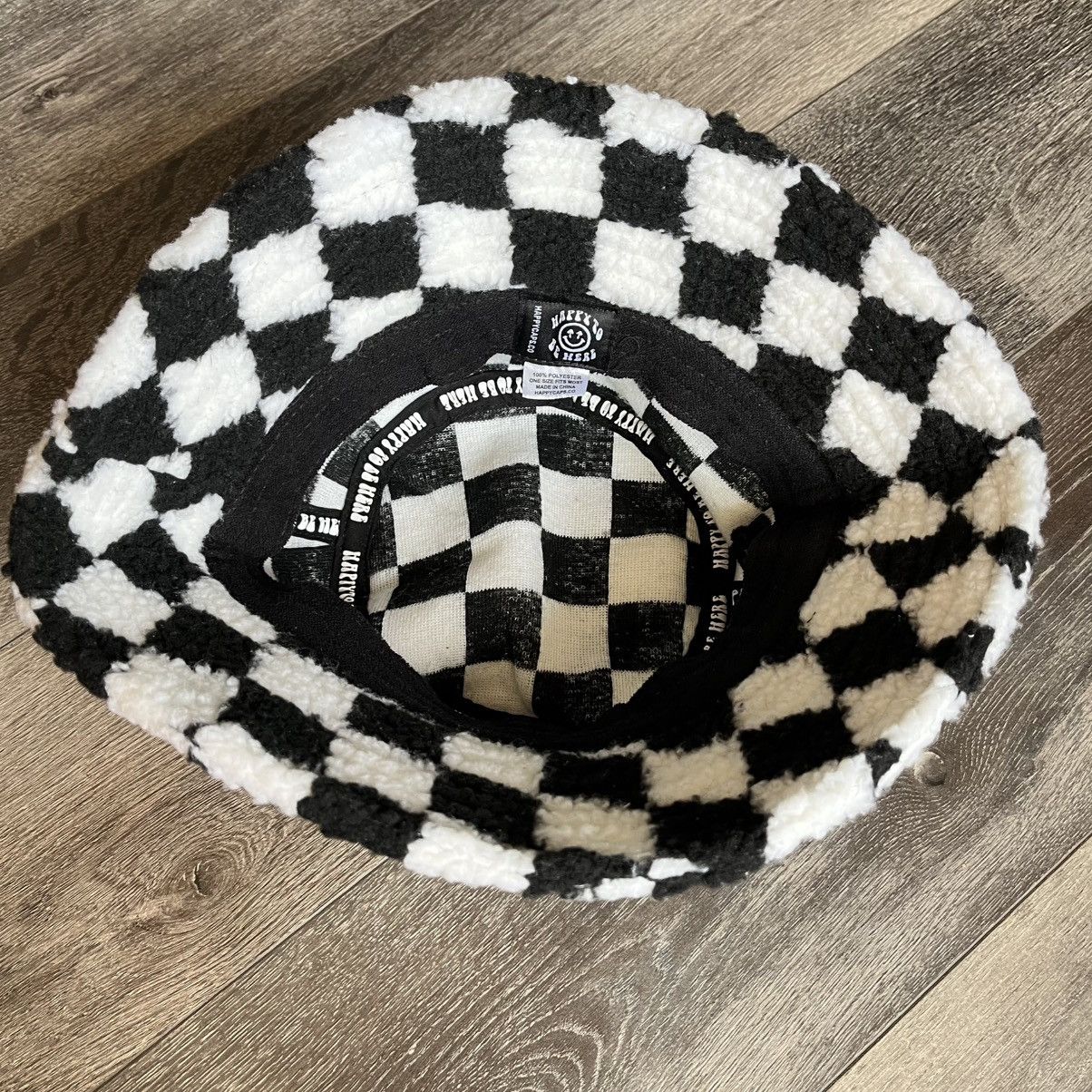Other Happy Caps Double Blind Checkered Sherpa Fleece Bucket Hat Size ONE SIZE - 4 Thumbnail