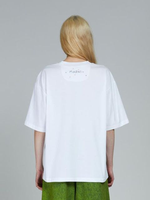 Marni o1w1db10125 Organic Jersey T-Shirt in White Size L / US 10 / IT 46 - 2 Thumbnail
