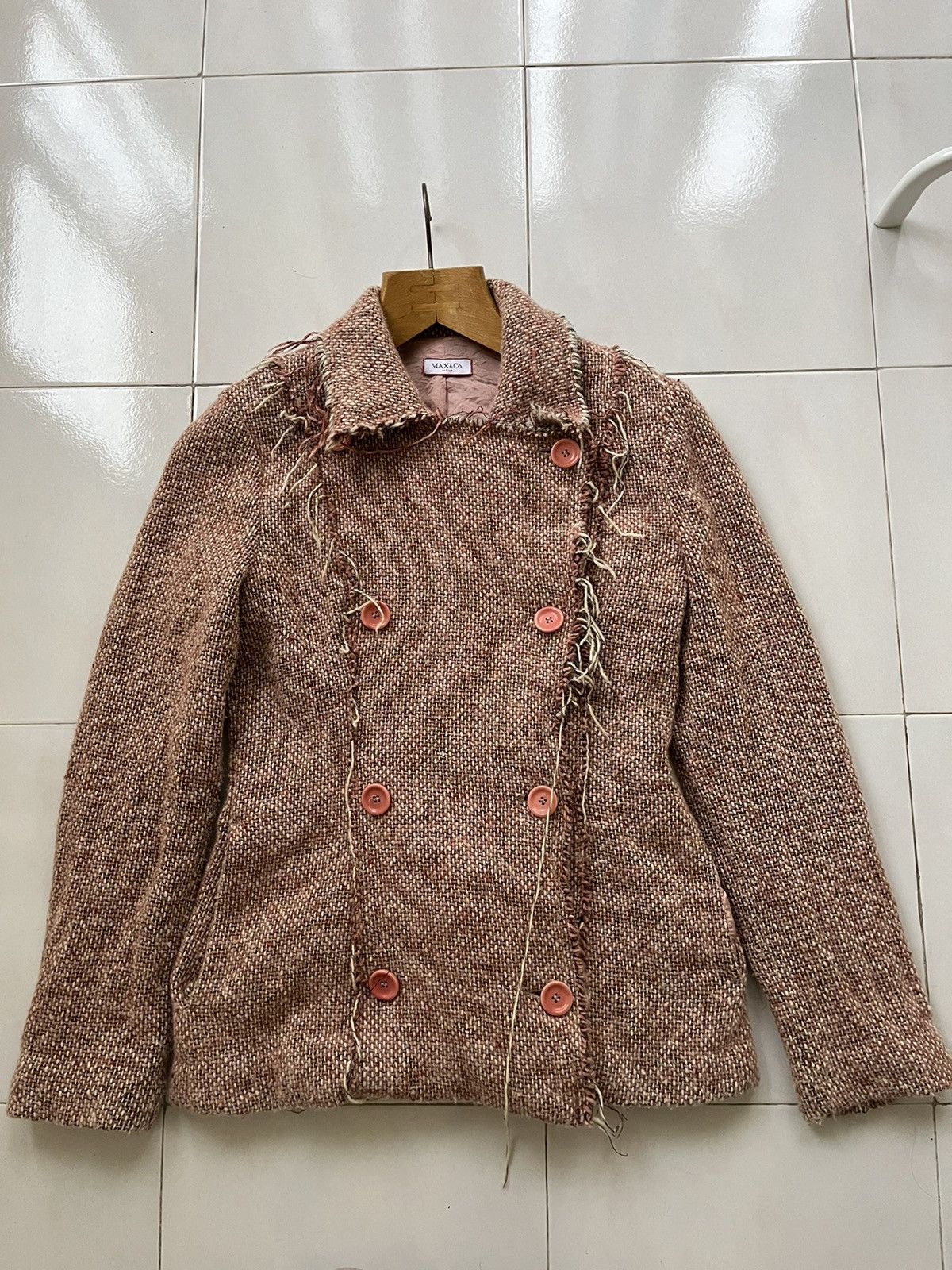 MAX&Co. × Max Mara Rare 💥 Max & Co by Max Mara Tweed Coat Size XS / US 0-2 / IT 36-38 - 5 Thumbnail