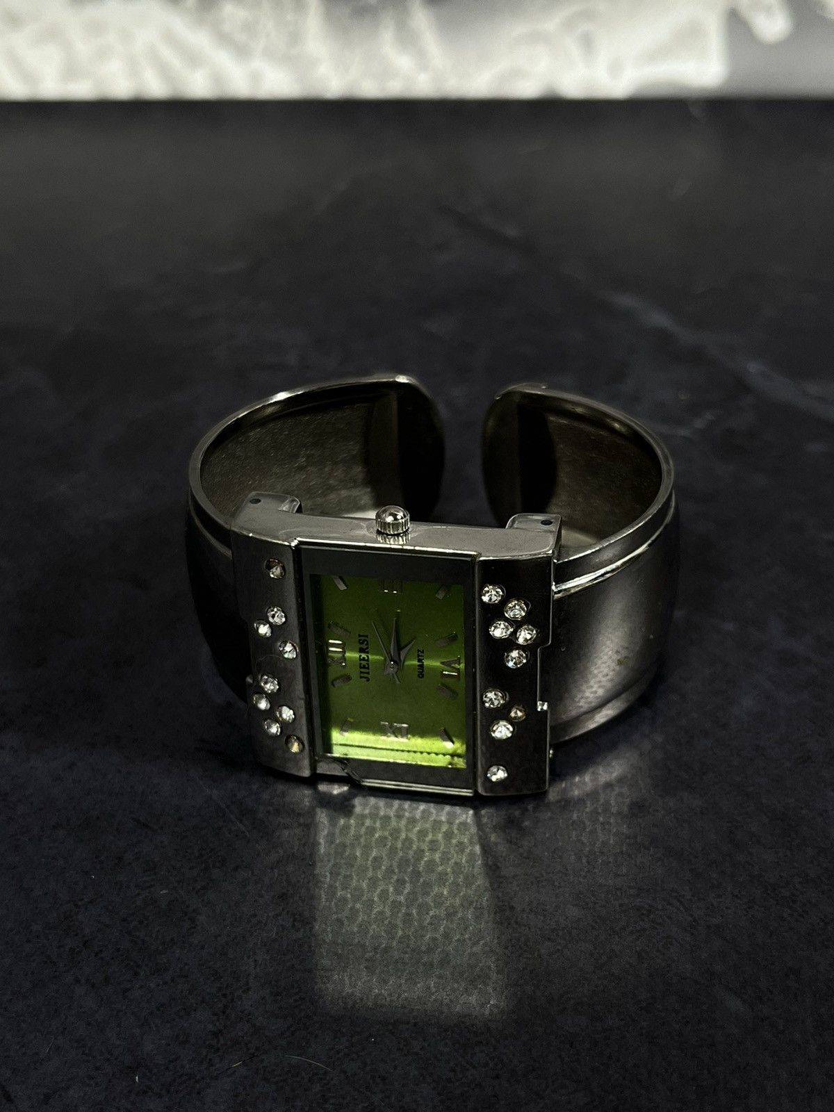 Jewelry Green Dial Square Watch, Rhinestone Accents Size ONE SIZE - 6 Thumbnail