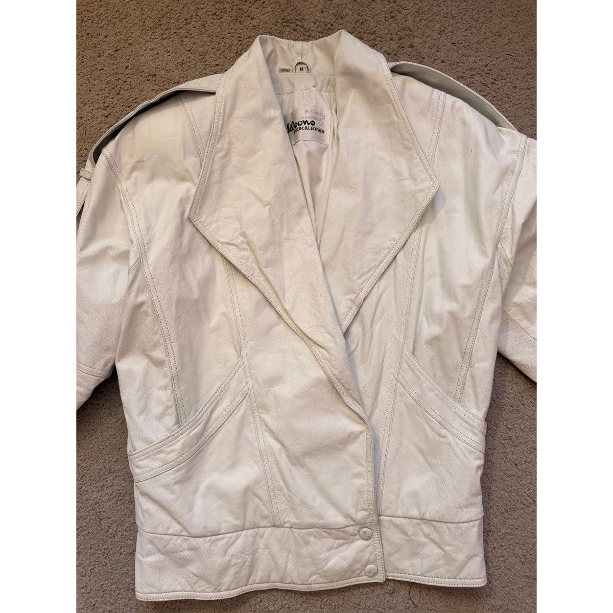 Vintage VINTAGE WHITE WILSONS LEATHER 80’S LEATHER JACKET Size US M / EU 48-50 / 2 - 2 Thumbnail
