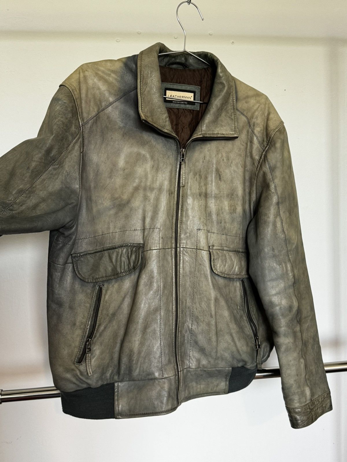 Other Vintage Leather Bomber Jacket Size US L / EU 52-54 / 3 - 2 Thumbnail