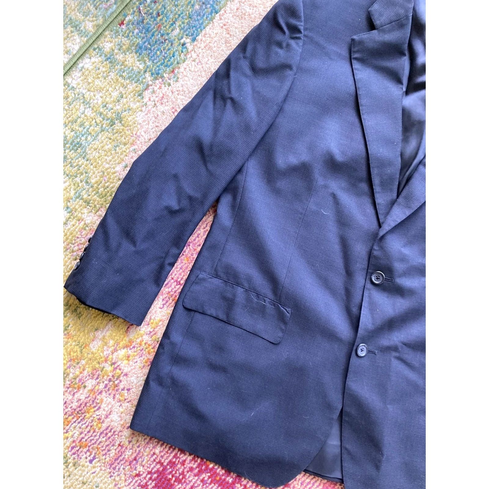 Brooks Brothers Brooks Brothers Brooksease Mens Blazer Size 44R Navy Blue Houndstooth 100% Wool Size 44R - 2 Thumbnail