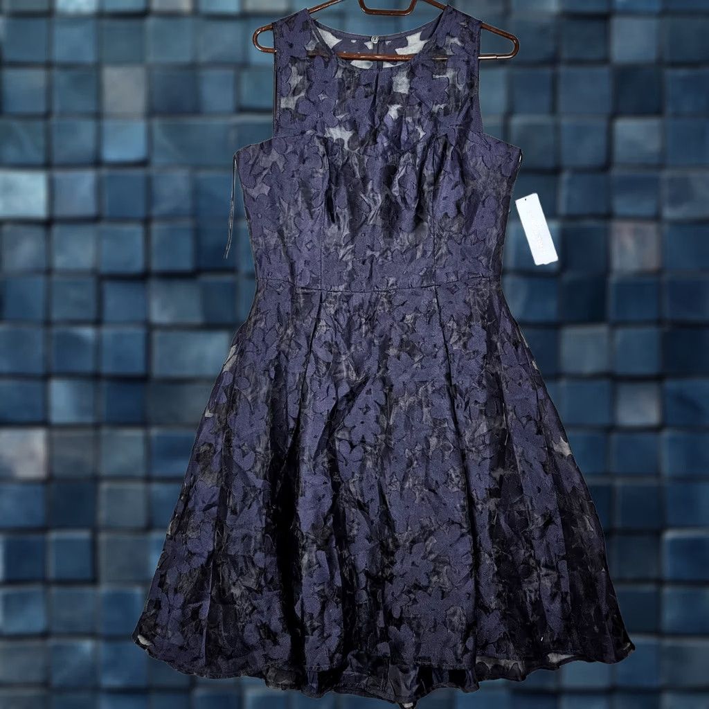Vintage London Times Women's Lace Navy Sheath Dress Size 10 New Size L / US 10 / IT 46 - 1 Thumbnail