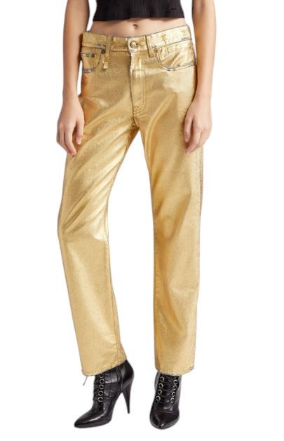 R13 BOYFRIEND 27 Gold Indigo Shiny Straight Zip Denim 86226 Size 27" / US 4 / IT 40 - 1 Thumbnail