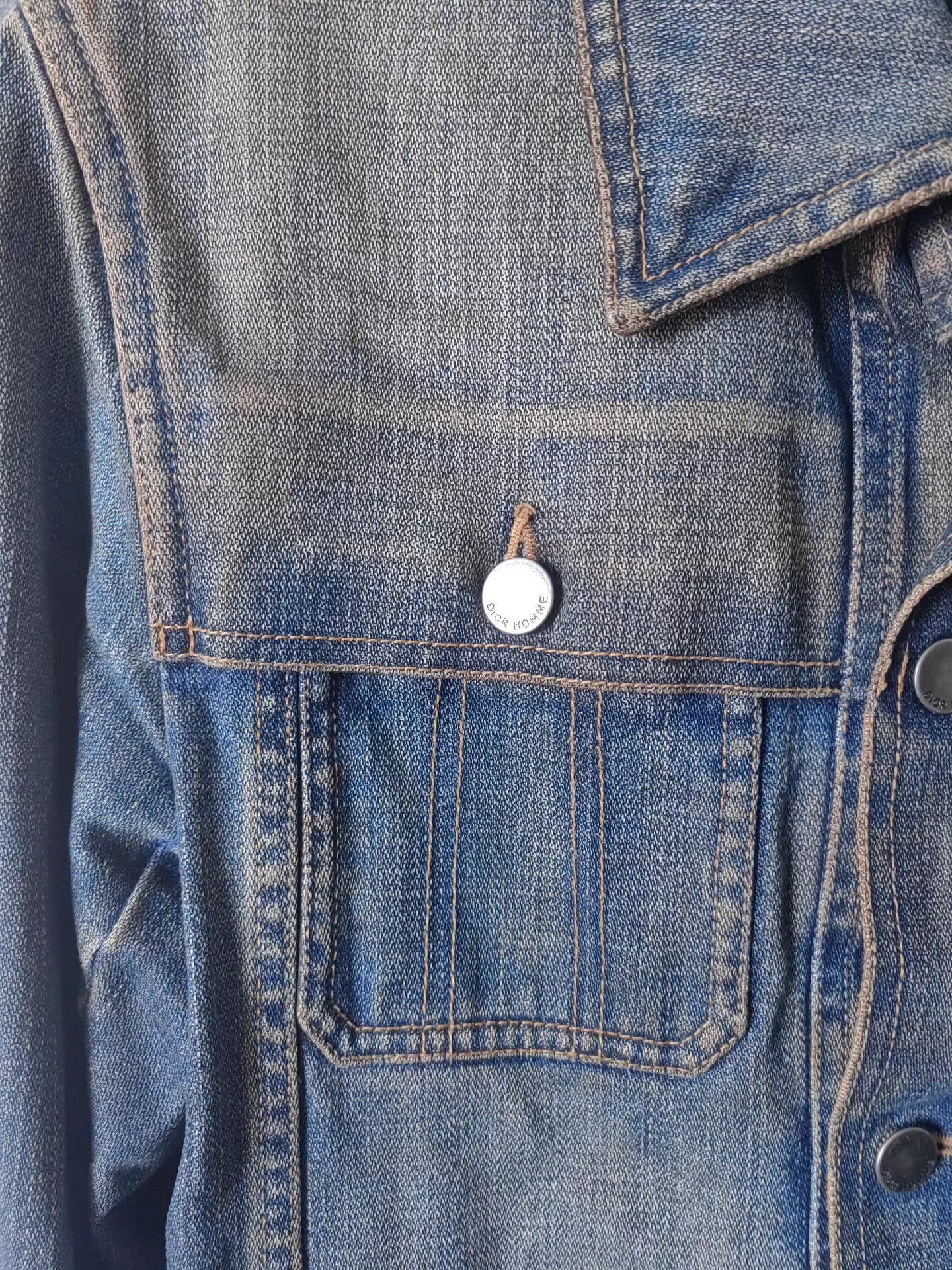 Dior Dior Homme 05ss Orange Brush Patina Denim Jacket Size US S / EU 44-46 / 1 - 3 Thumbnail