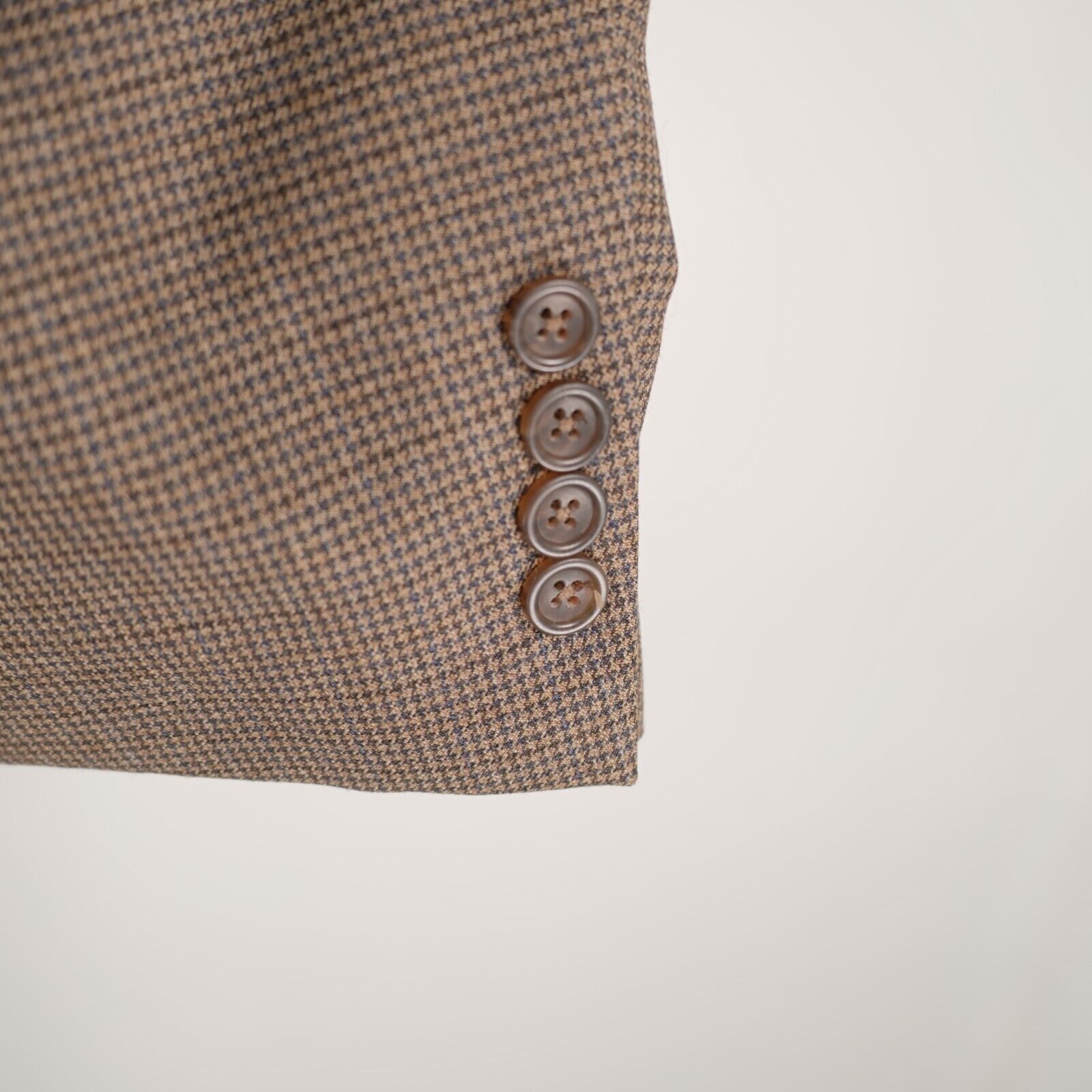 Pronto Uomo Pronto Uomo Platinum Luxury Wool Brown Blue Hounstooth 2 But Size 44R - 3 Thumbnail