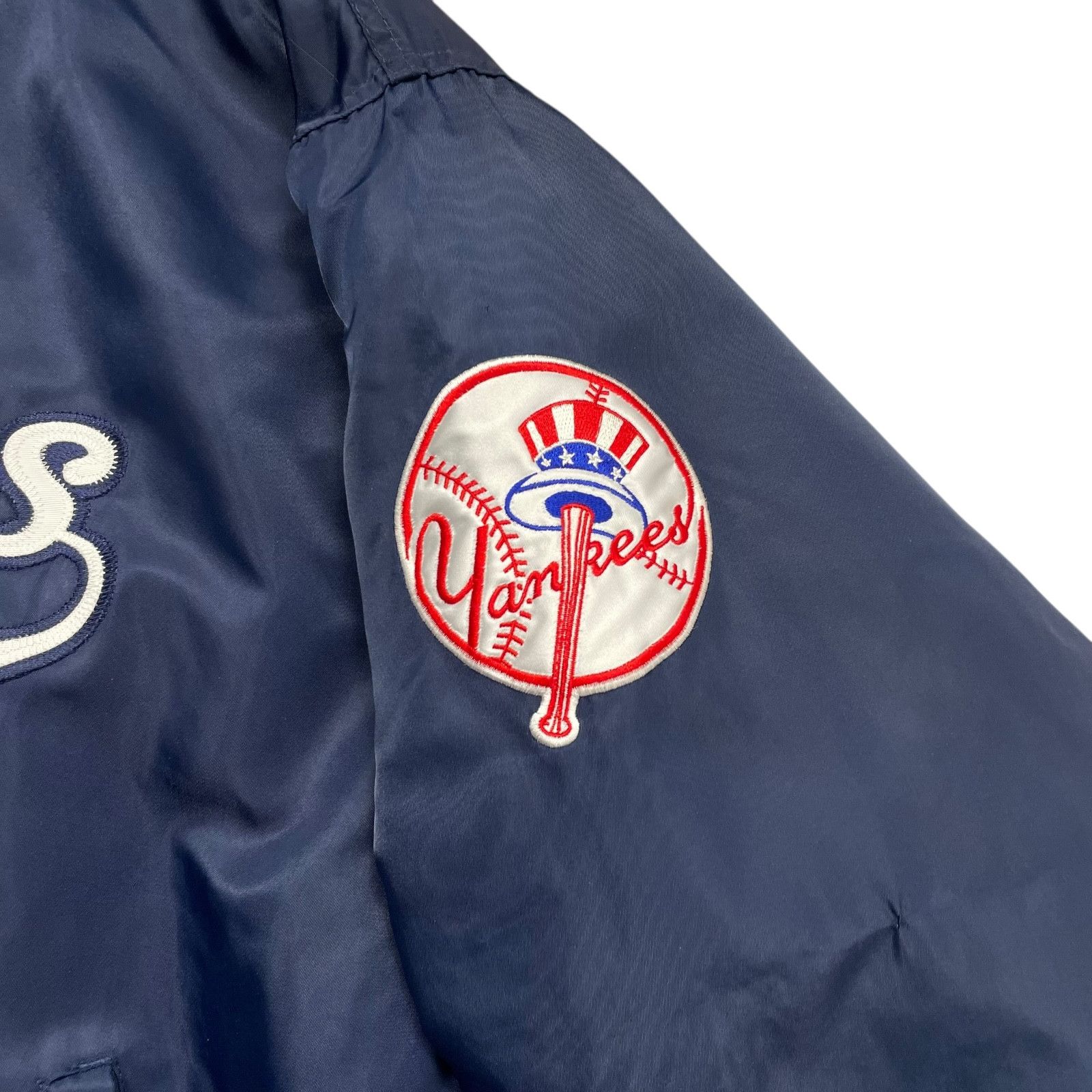 MLB VTG 90s NEW YORK YANKEES STARTER SATIN BOMBER JACKET NAVY Size US XL / EU 56 / 4 - 5 Thumbnail