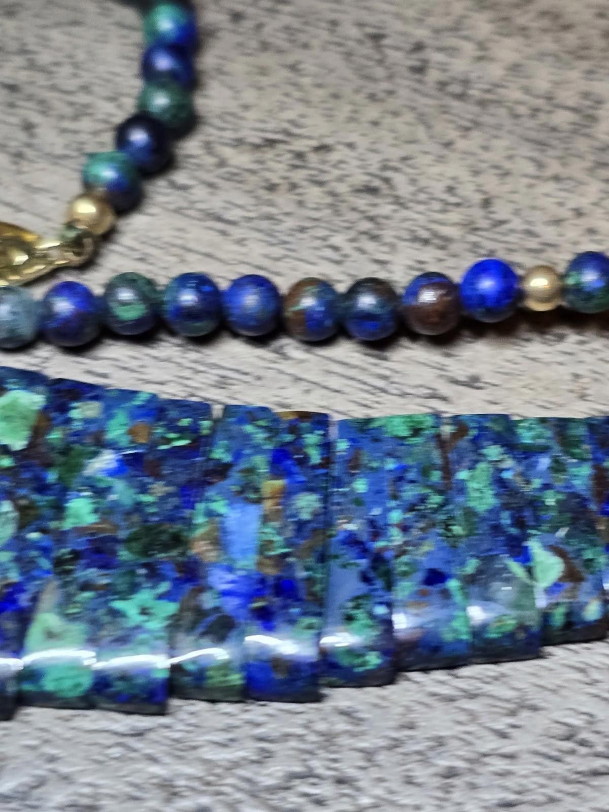 The Unbranded Brand Vibrant Azurmalachite Azurite Slab Necklace Artisan-Cut Size ONE SIZE - 4 Thumbnail