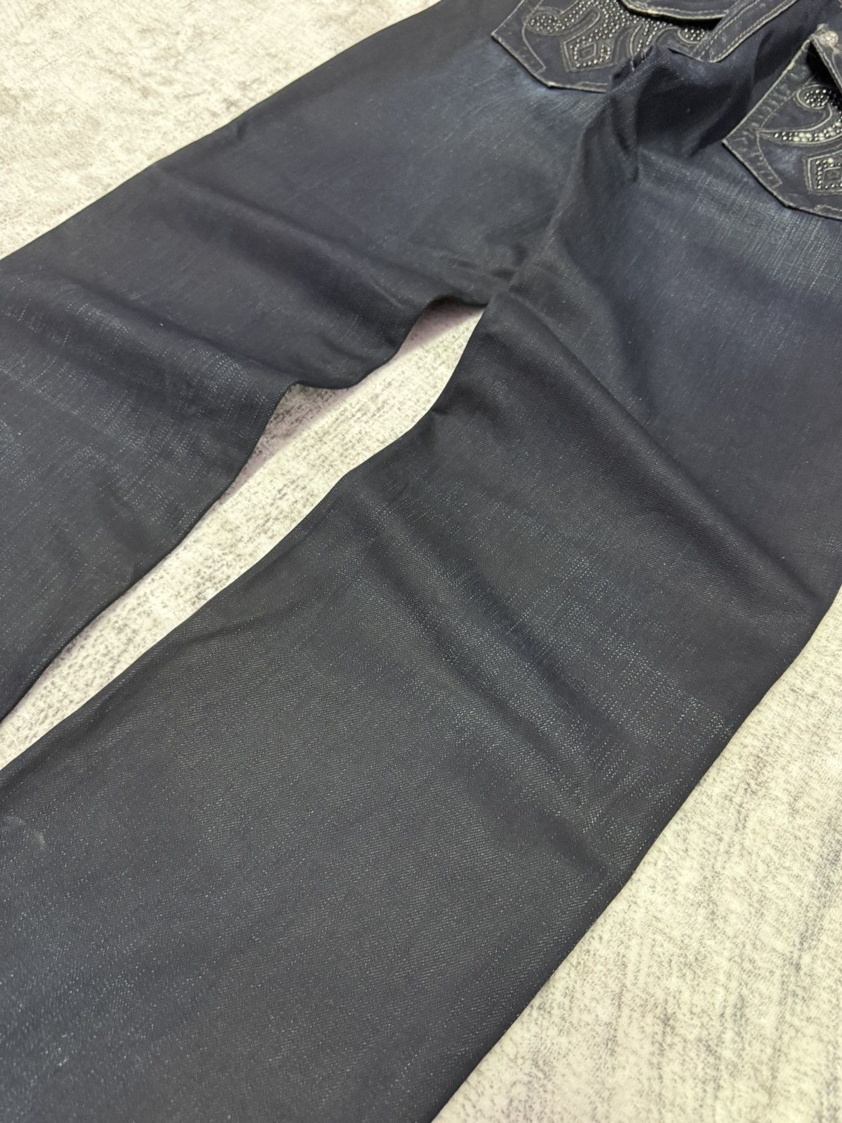 Japanese Brand × Mek Denim Mek Denim Wax Coated Studded Vegas Boot Cut Flared Jeans Size US 30 / EU 46 - 6 Thumbnail