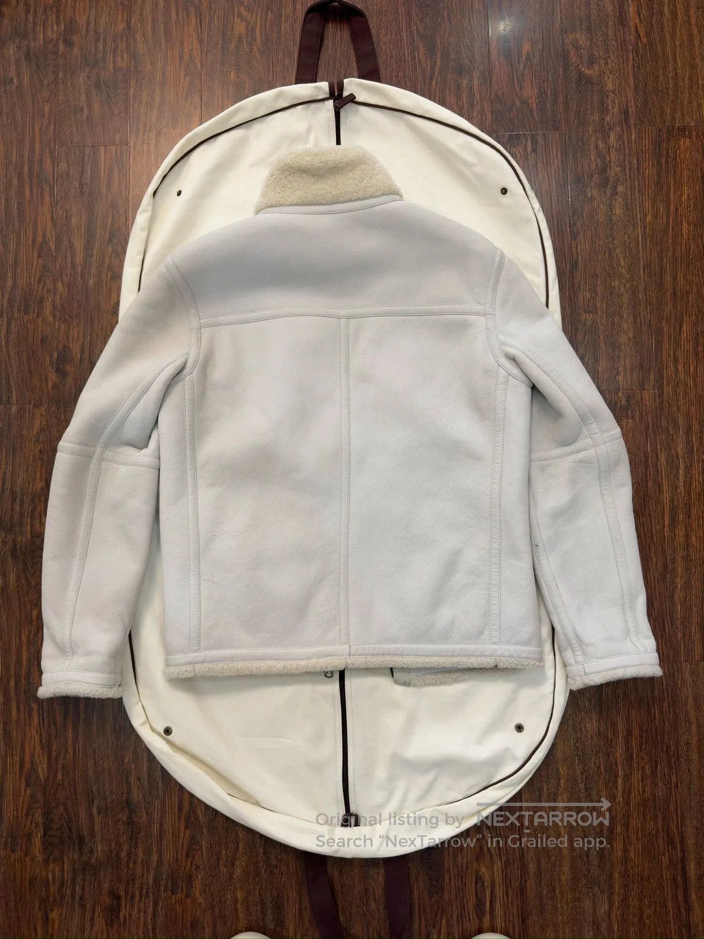 Ermenegildo Zegna Gray Shearling Collar Leather Jacket - Size S. Size US S / EU 44-46 / 1 - 2 Thumbnail