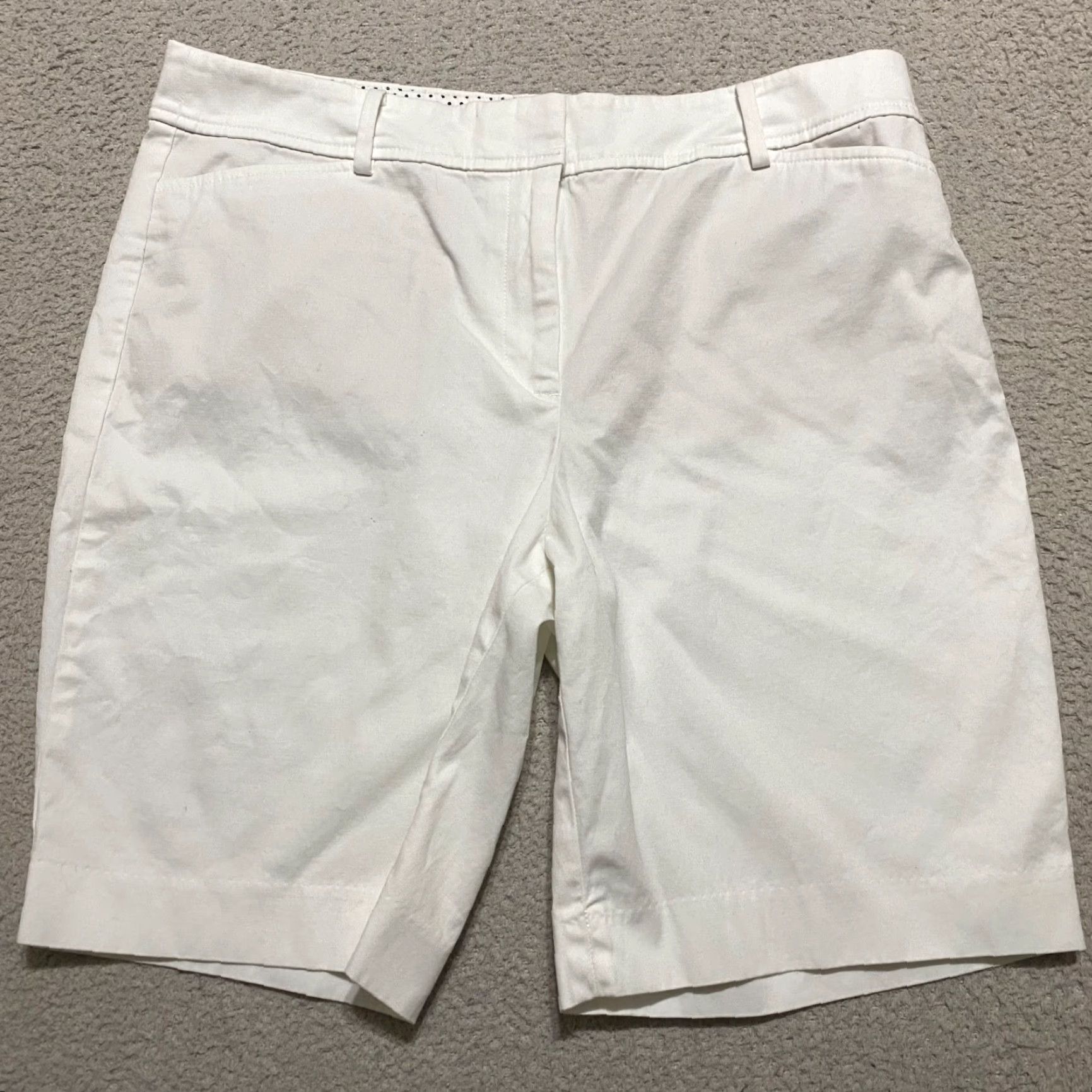 Talbots Talbots Womens 12P Shorts White Chino Bermuda Outdoor Walking Petite High Rise Flats Front Pockets Casual Travel Mens Womens Boys Girls Size 34" / US 12 / IT 48 - 2 Thumbnail