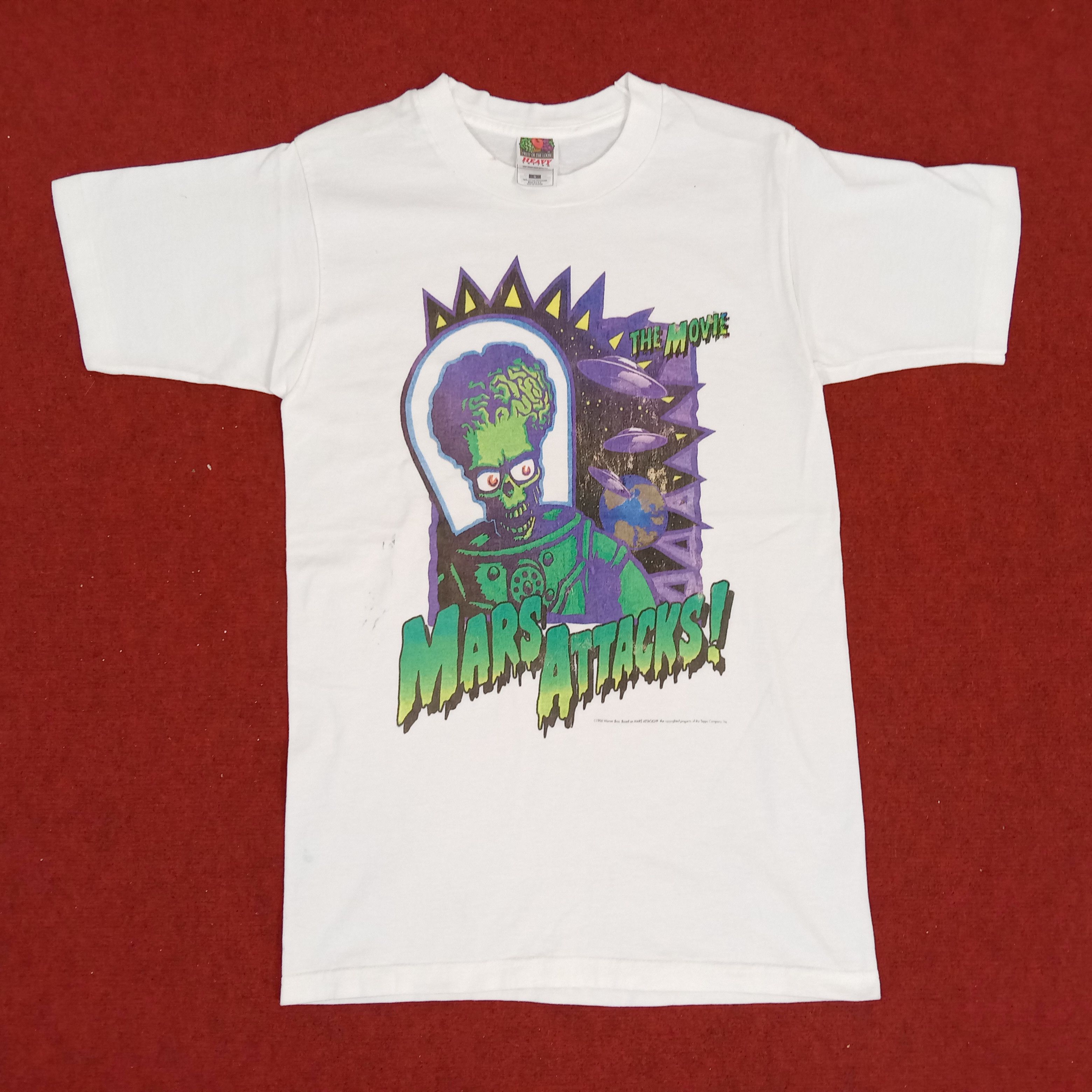 image of Mars Attack The Movie Center Design Vintage Tshirt in White, Men's (Size Small)