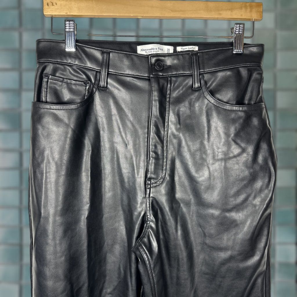 Abercrombie & Fitch Abercrombie & Fitch Faux Leather Pants Womens 30 Black Ultra High Rise Ankle Straight Vegan Leather 90s Grunge City Classic Womens Size 30" / US 8 / IT 44 - 1 Thumbnail