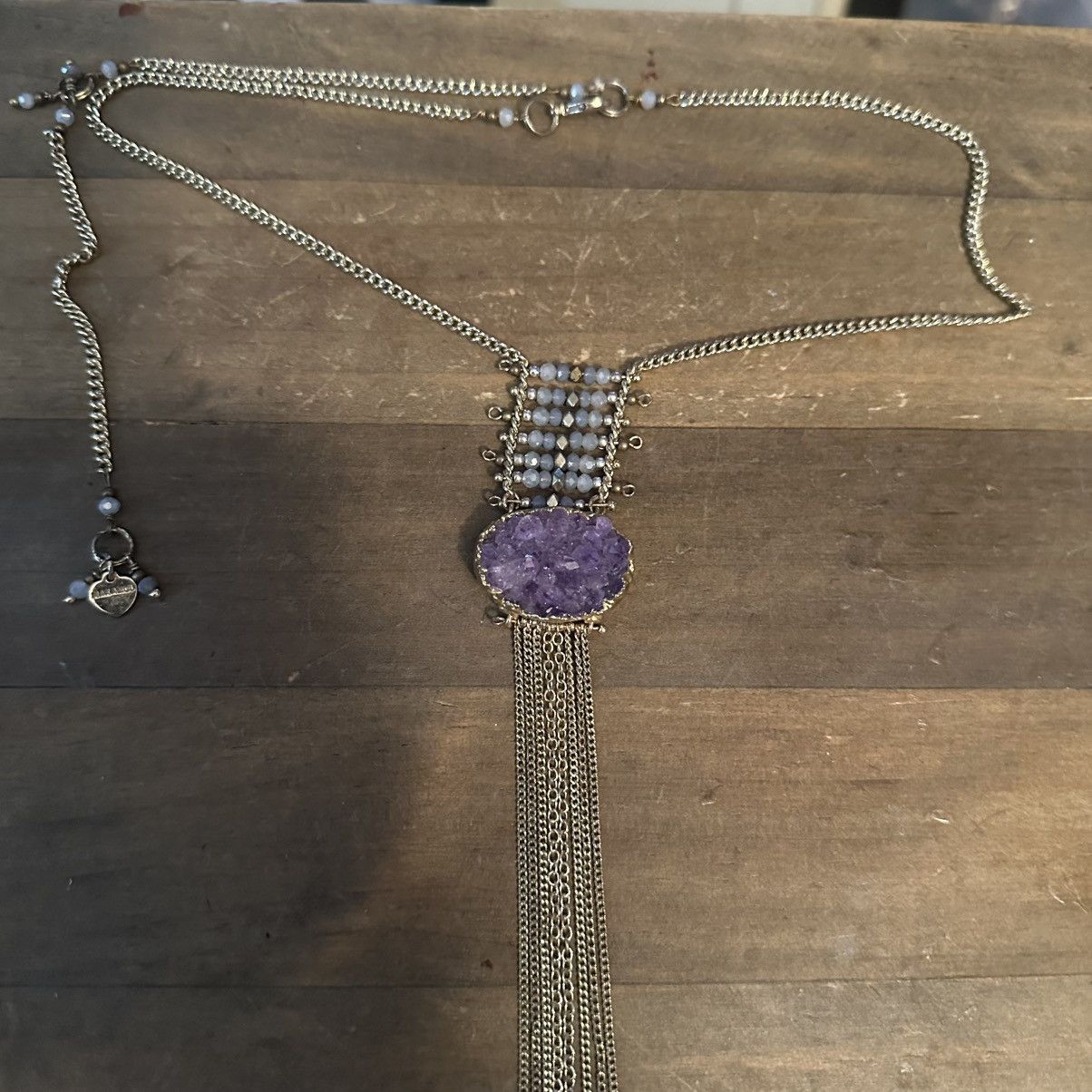 Other Nakamol druzy Amethyst chain tassel necklace Size ONE SIZE - 2 Thumbnail