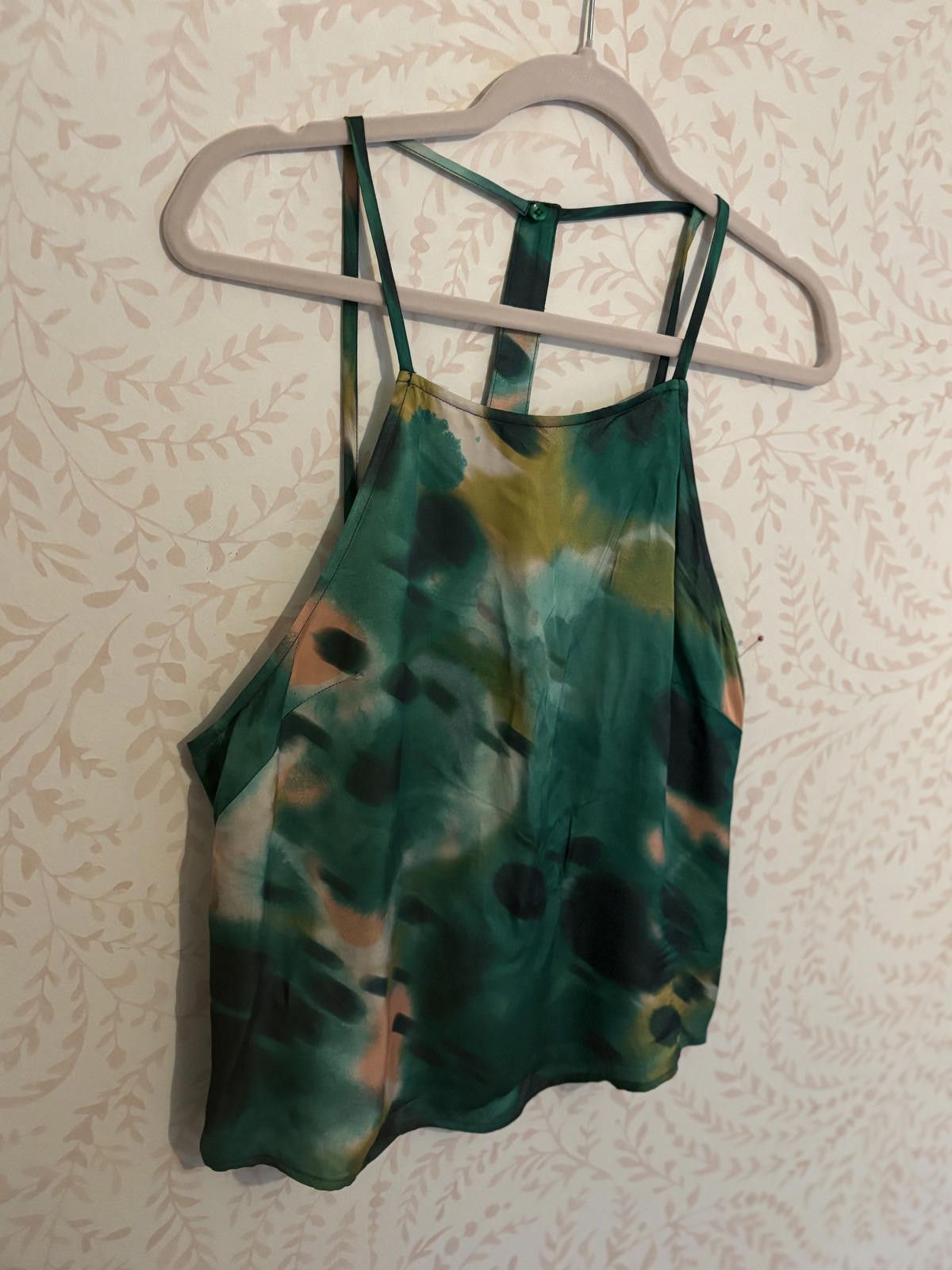 Other Anthropologie Silky Green Tie-Dye Tank Top with Strappy Back Size S / US 4 / IT 40 - 4 Thumbnail